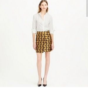 J. Crew Gold and Black Patterned Skirt